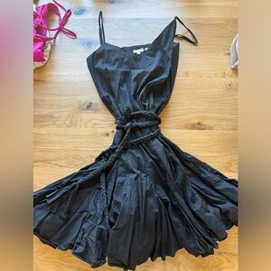 RHODE Casey black mini dress with rope belt